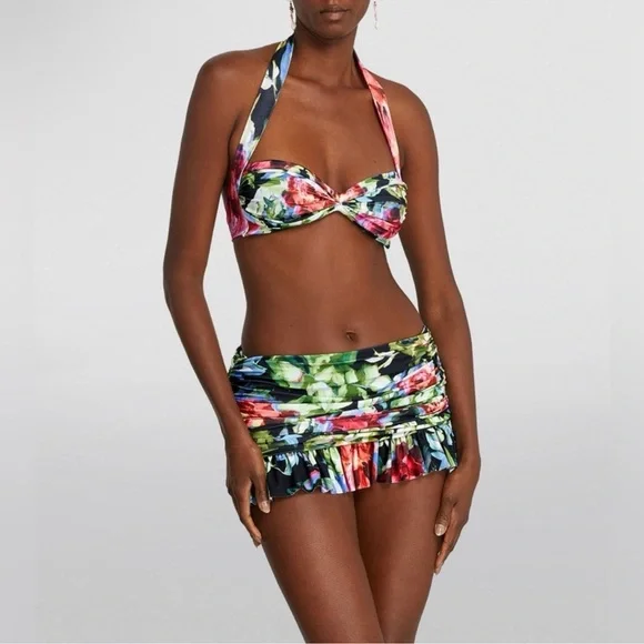 Norma Kamali Bill Bra in Rose Garden Print Swim Top